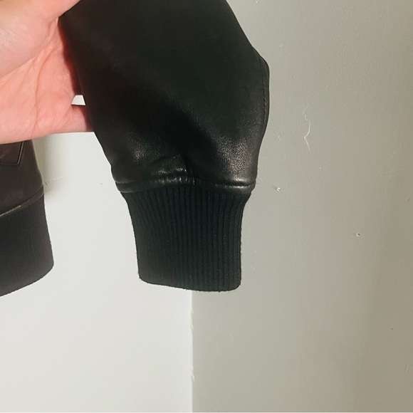 NEW All Saints Pascao Leather Bomber Jacket Black Bikercore Club Retro Outerwear - Picture 5 of 13